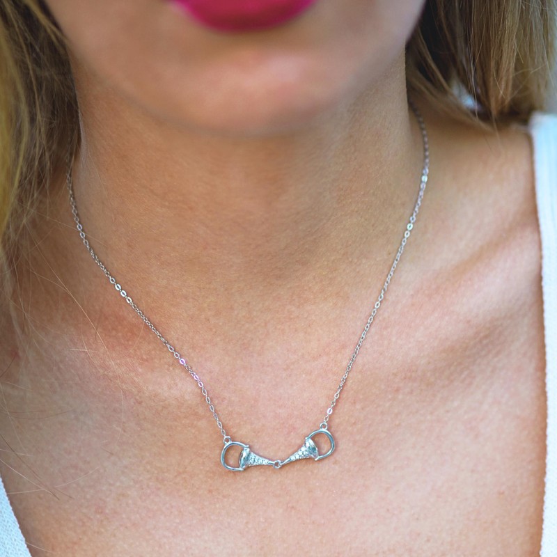Statement Silver Horse Bit Necklace in Solid 925 Sterling Silver