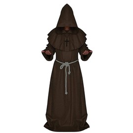 LHJ Friar Medieval Hooded Robe Cowl Monk Renaissance Costume Cloak