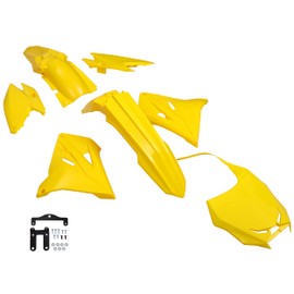 HECASA Yellow Plastic Kit Bodywork Set Compatible With 2001-2007 Suzuki RM125 2001-2008 Suzuki RM250 Body Kit