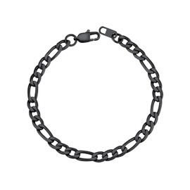 Supcare Stainless Steel Chain Bracelet, Men's Black Bracelets Figaro Chain Jewelry 6mm, Hypoallergenic Bracelet - 21cm