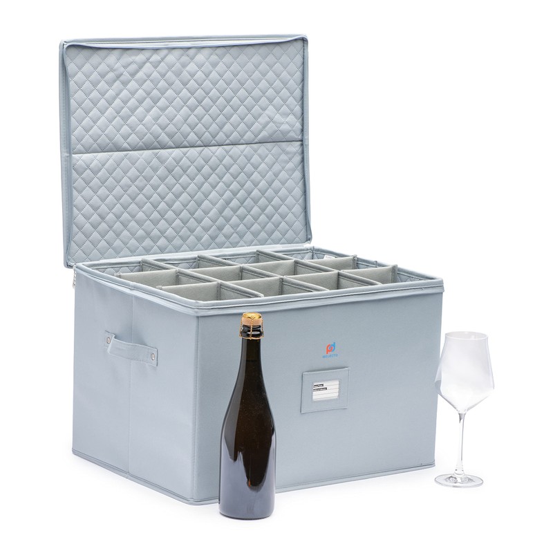 MOJECTO Extra Large Tall Hard Stemware Storage Box (20x15.5x13.2 In).