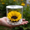 Premium-rose.com Round Box with Stabilized Sunflower and Carrara Marble Unique