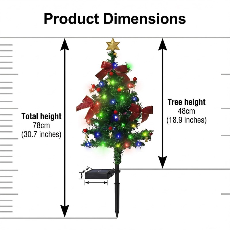2 Pack 2.5 FT Solar Christmas Tree Outdoor Decoration, Waterproof