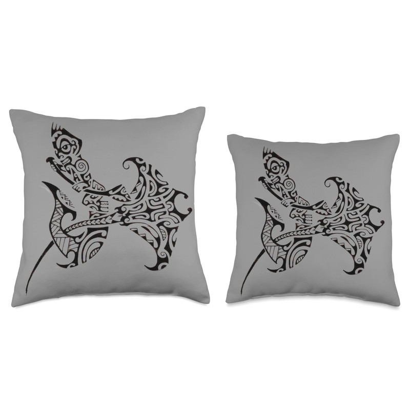 Polynesian tiki amecon tattoo Throw Pillow