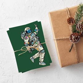 Ritzy Rose 24 Dancing Astronaut Holiday Cards + Envelopes, 4 Colorful Christmas Hat Illustrations, Fun Space-Themed Xmas Card Set, Cute Holiday Greeting Cards, Astronaut Christmas Stationery Pack