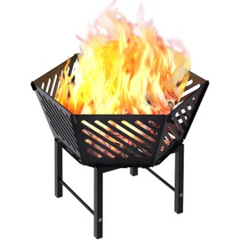 Waaliji 22.5 Inch Portable Plug Fire Pit for Camping, Heightened Detachable Outdoor Wood Burning Firepits for Outside Patio Heating, Picnic, Bonfire and BBQ with Travel Bag, Diagonal Hollow Style