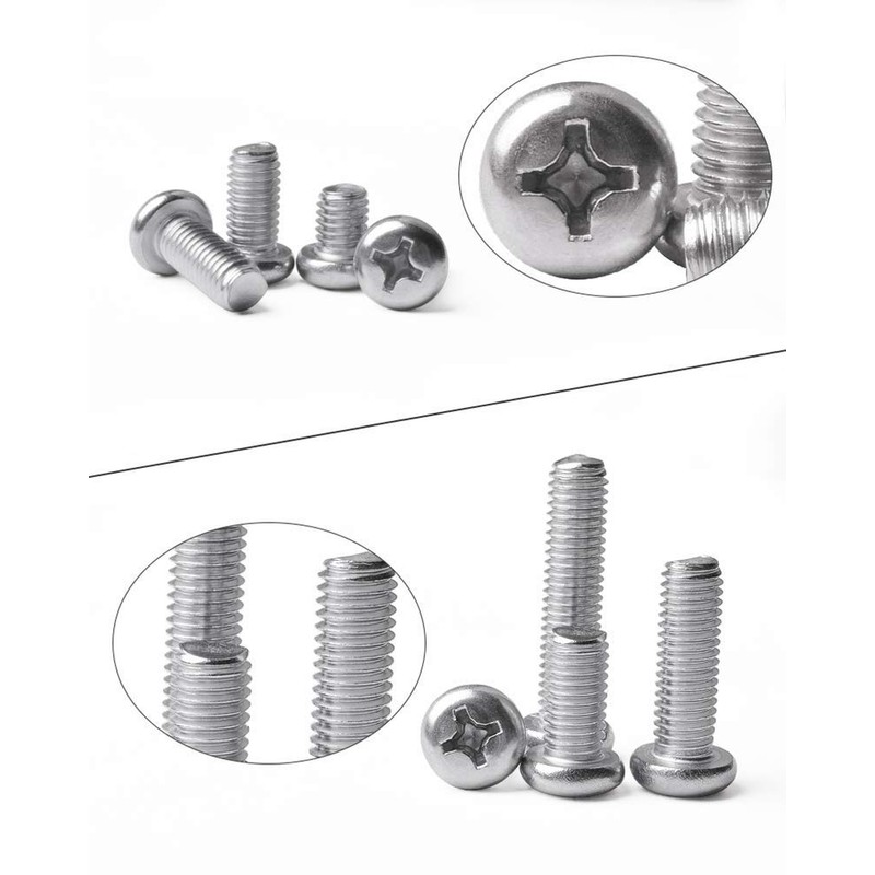 Guard4U 300Pcs Metric M2.5 Stainless Steel Phillips Pan Head Machine