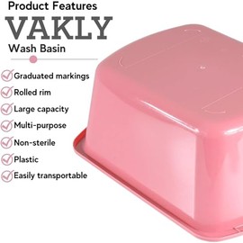 Vakly Lavabos – Tina Rectangular de Plástico para Hospital junto a la Cama con Capacidad de Remojo - Cubo Graduado Pequeño de 7 Qt - Lavabo Portátil p