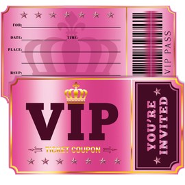 Lumoaster Birthday Party Invitations - Birthday Invitations for Boys Girls - Pink Movie VIP Party Invitations - Kids B-day Invites - Theme Party Decorations