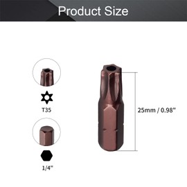 Utoolmart T35 Torx Screwdriver Bits S2 Steel 1/4-Inch Drive Hex Shank Drill Bit Magnetic 25mm Length for Power Household Hand Repair Tools 5pcs