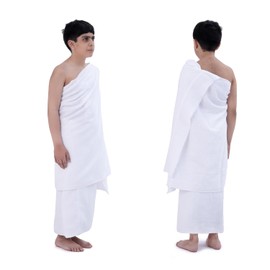 Sweet Needle Ihram Ehram Ahram for Children Hajj and Umrah - 2 Hand Towels, White - Hygienic Natural 100% Pure Combed Cotton, Lightweight Towels, 80 x 156 cm