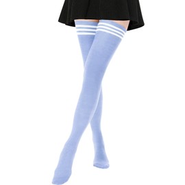 AQOKKA 1 Pairs Extra Long Thigh High Socks for Women Long Cotton Boot Femboy Thigh High Stockings Striped Over Knee High Socks Leg Warmers for Girls