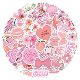 Jeffdad Pink Motivational Stickers, 60 Pieces Pink Preppy Stickers Laptop Water Bottle Decals Skateboard Stickers DIY Stickers Decals for Students Teen Girls
