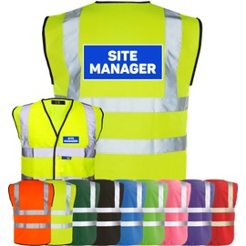 Corporate Togs SITE MANAGER Printed Vest - High Visibility Waistcoat, Safety Vest Tabard, Fastening and Fully EN471 | Personal Protective Equipment & Safety Vests