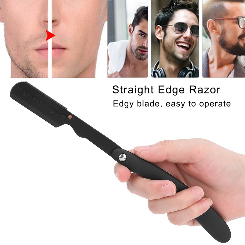 Men's Straight Edge Razor Stainless Steel Manual Razor for Barber