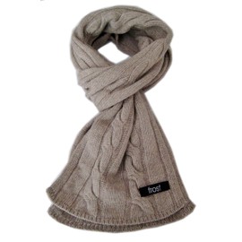 Frost Wool & Cashmere Scarf Classic Cable Knit Scarf (Light Brown)