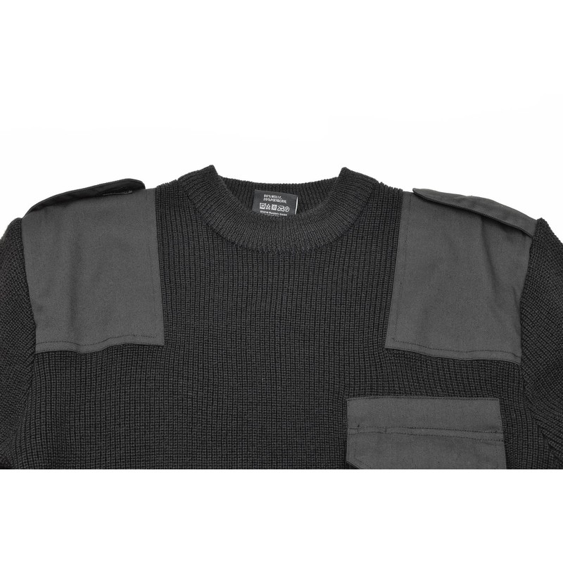 German Army Style Mil-Tec Pullover Commando Jersey Black Sweater Wool