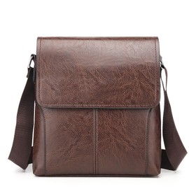 Shoulder Bags for Men Messager Bags for Men Lightweight Small Men's Shoulder Bag Dark Brown Cross Body Bag for Men PU Leather with Zipper Closure
