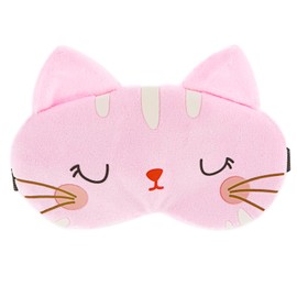 WLLHYF Cute Eye Mask for Sleeping Soft Plush Cartoon Cat Blindfold Comfortable Animal Eye Cover Funny Eye Protection for Sleeping for Women Men Kids Travel Nap Sleeping (Pink)