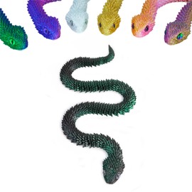 Nemoro 3D Printed Articulated Snake – 29.5'' Crystal-Like Movable Snake– Realistic Slithering Design, Collectible Articulated Model (Black Green)