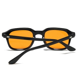 WDZAYXC Vintage Rectangle Sunglasses Women Men Retro Glasses Square Shape Sunglasses, black/orange