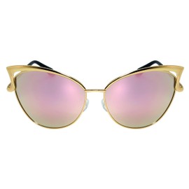 Edge I-Wear Fashion Oversized Metal Cat Eye Sunglasses Color Mirror & Gradient Lens for Women with Cleaning Pouch UV400 Protection (RG)