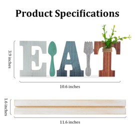 Eat Sign for Kitchen Wood Table Sign Rustic Farmhouse Decor Country Wooden Fork Spoon Letters for Kitchen Home and Dining Room (color A)