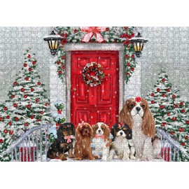 Doggie of The Day Cavalier King Charles Spaniel Dogs - Christmas Welcome - Jigsaw Puzzle for Adults - Interlocking Puzzle Game Artwork - Gift for Dog Lovers, 200 pcs. 14x10 DOTD200PZLE618
