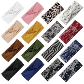 AQOKKA Elastic Knotted Headbands for Women Criss Cross Head Bands for Women's Hair Non Slip Boho Wrap Twisted Hair Accessories