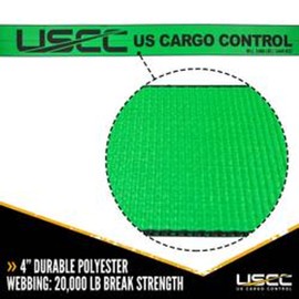 US Cargo Control 4 Inch Winch Strap with Large Flat Hook, 40 Feet Long, Heavy Duty Trailer Winch Strap for Safe Cargo Securement, Large Flat Hook End Fitting for Easy Fastening, Green, Case of 6