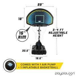 Play Platoon Swimming Pool Basketball Hoop - Poolside Games for Adults & Family - Backboard Adjustable Basketball Hoop Outdoor Height 3-4 Feet - Includes PU Leather Basket Ball & Air Pump