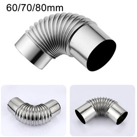Stainless Steel Stove Pipe 90 Degree Stove Pipe Extension Outdoor Camping Wood Stoves Pipe Kits 60/70/80mm (60mm)