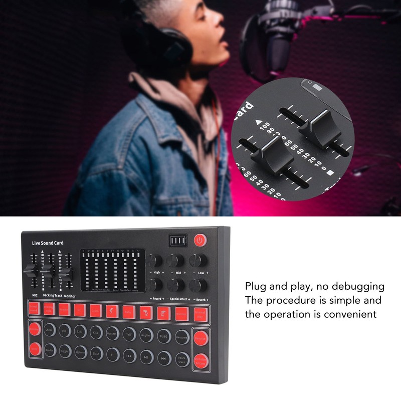 Voice Changer Sound Board LED Display Noise Reduction Bluetooth Dual