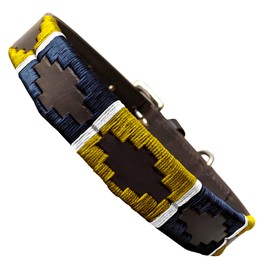 Carlos Diaz Genuine Leather Waxed Embroidered Polo Dog Collar XS