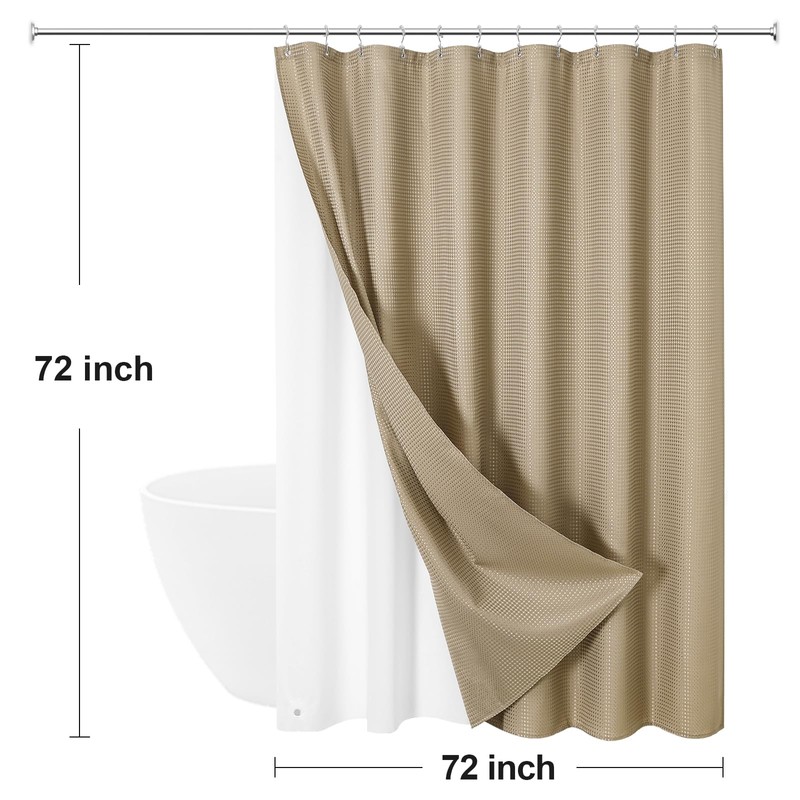 Craidlela 3 in 1 Shower Curtain Set, Beige Waffle Shower