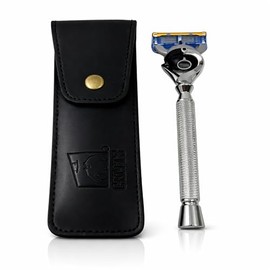 5 Blade Razor with Pivot Ball technology-All Chrome Diamond Pattern Long Handle Shaving Razor