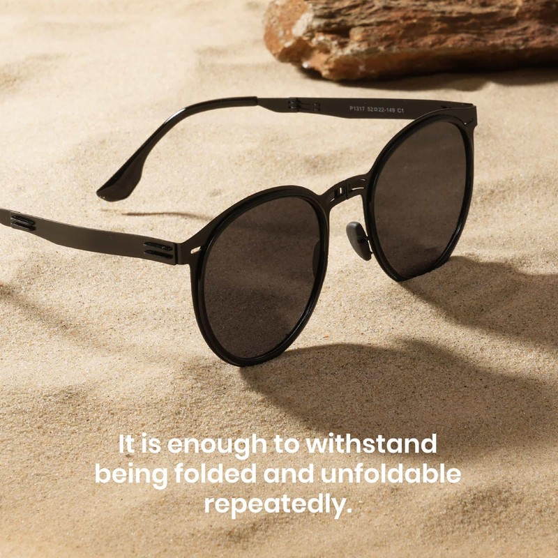 Cyxus P1568 Folding Sunglasses, Polarized Lenses, UV Protection, Small Face