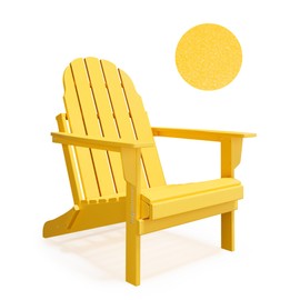 Folding Adirondack Chair - Durable HDPE Poly Lumber All-Weather Resistant, Foldable Oversized Balcony Porch Patio Outdoor Chair for Lawn, Backyard, Deck, Garden, Camping - Easy Installation, Yellow