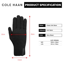 Cole Haan Knit Black Winter Gloves Men Size Small/Medium, Lightweight Warm Gloves for Mild Cold Weather, Thumb & Index Finger Touch Screen Compatible with Anti-Slip Grip, Packable Mens Gloves