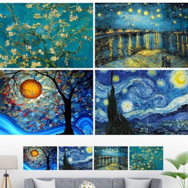 4 Set Pintura De Diamantes DIY 5D Cuadro Diamond Kit Arte de Diamante Decoración para Hogar Kit Pinturas Diamantes 5D Adultos Niños para Manualidades, Painting Diamante