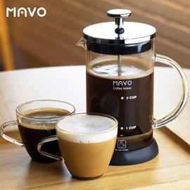 French Press Coffee Maker Stainless Steel Cold Brew Heat Resistant Glass Coffee & Tea Maker with 2 Filter (1000ml/34oz)