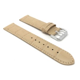 Bandini 16mm Womens Italian Leather Watch Band Strap - Beige - Alligator Pattern, Beige, 16MM