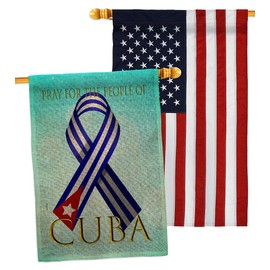 USA Decoration Pray for Cuba Burlap House Flag Pack Support Cause BLM Anti Racism Justice Revolution Movement Equality Social Embroidery Banner Small Garden Yard Gift Double-Sided, Made in USA
