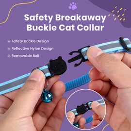 Reflective Cat Collars with Bells- Quick Release Cat Collar- Adjustable to Fit All Cats- Breakaway Safe Kitten Collar (12 Pack) (Mix Color)