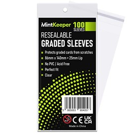 MintKeeper Resealable Graded Card Slab Sleeves (100 Pack) - PSA Perfect Fit Slab Bags
