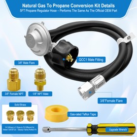 Natural Gas to Propane Conversion Kit for Weber Genesis,Genesis II,for Weber Spirit II 310/315/210–Includes 5FT Propane Regulator Hose for Weber Grills,14 Orifices (3 Sizes),3/8”Fittings and Tools.