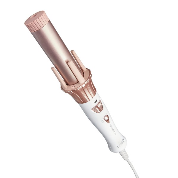 KISS Instawave 101 Automatic Curler - Rotating Curling Iron, 1.25 Inch Pearl Ceramic Tourmaline Barrel Heats Up to 400°, 2 Directional Spinner, Rose Gold Finish, 1.14 Lbs.