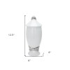 Homeroots 13" White and Silver Abstract Oval Ceramic Ginger Jar
