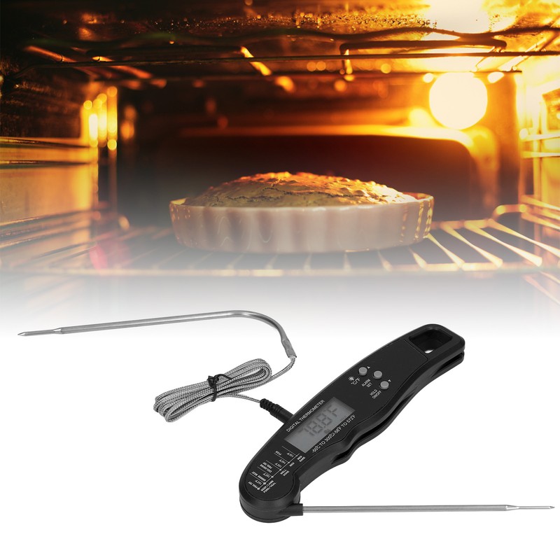 Barbecue Thermometer Double Probe Head LCD Display Easy to Store