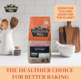 Fairhaven Mill Organic Oat Flour - Milled from Oat Groats - Sweet & Nutty Flavor - Ideal for Cookies, Breads, Treats - 5 lbs Bag - 8514
